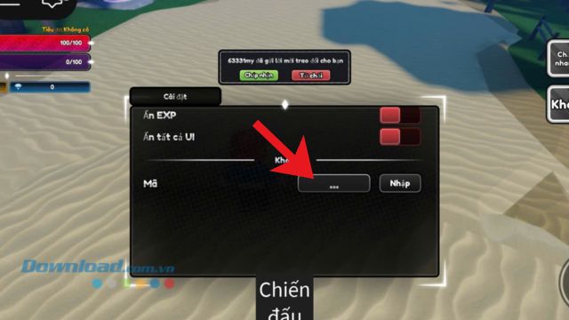 Nhập chính các các mã giftcode > Ấn vào nút Nhận