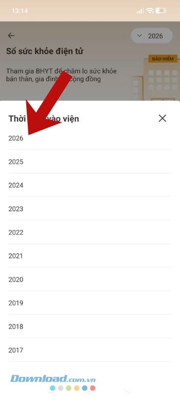 Chọn khoảng thời gian lấy thuốc muốn kiểm tra