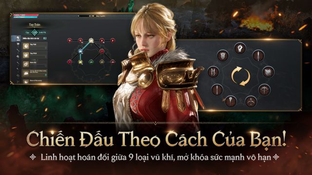 Chiến đấu theo cách của bạn, linh hoạt hóa đổi giữa 9 loại vũ khí