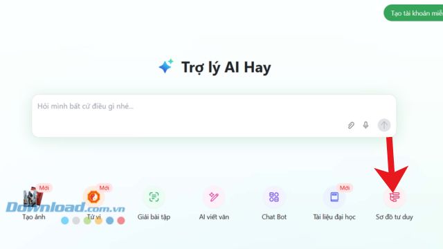Nhấn vào công cụ Sơ đồ tư duy