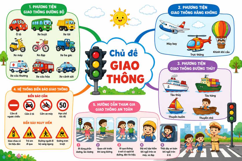 Sơ đồ tư duy chủ đề giao thông