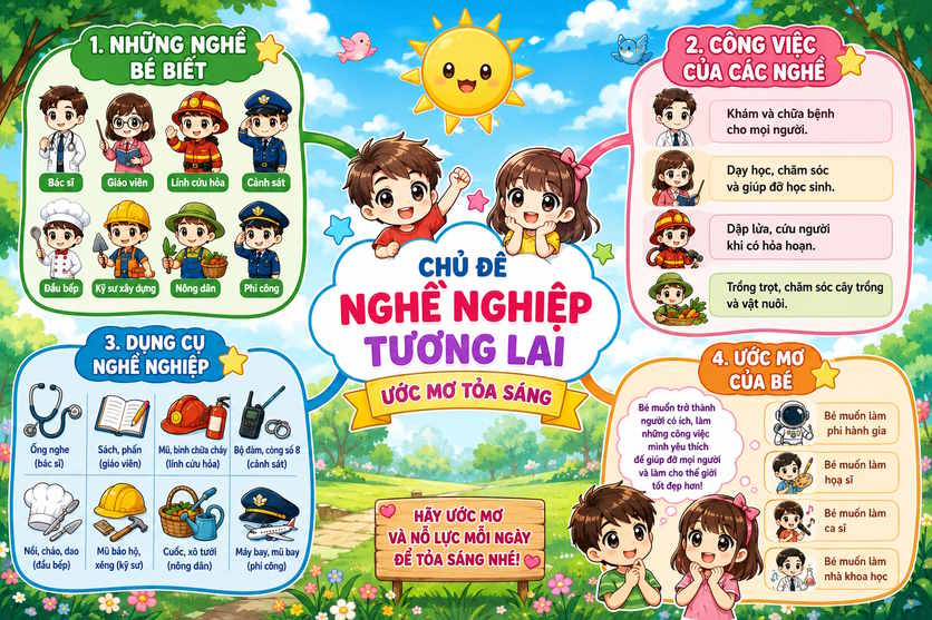 Sơ đồ tư duy chủ đề nghề nghiệp