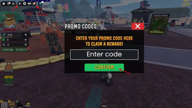 Cách nhập code Muscle Military