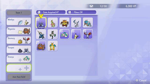 Xây dựng đội hình 6 Pokemon