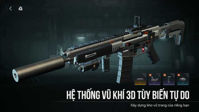 Hệ thống vũ khí phong phú: từ súng ngắn, súng máy, shotgun với chế độ xem trước 360°