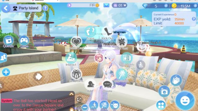Tương tác xã hội trong Sweet Dance game bằng cách kết bạn, tặng quà, hẹn hò...