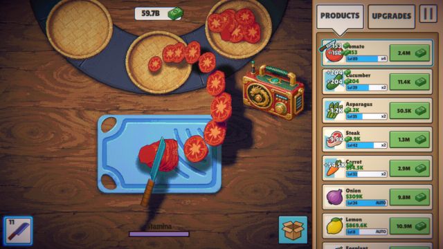 Slice To Meet You là Idle game mô phỏng cắt thái nguyên liệu xả stress