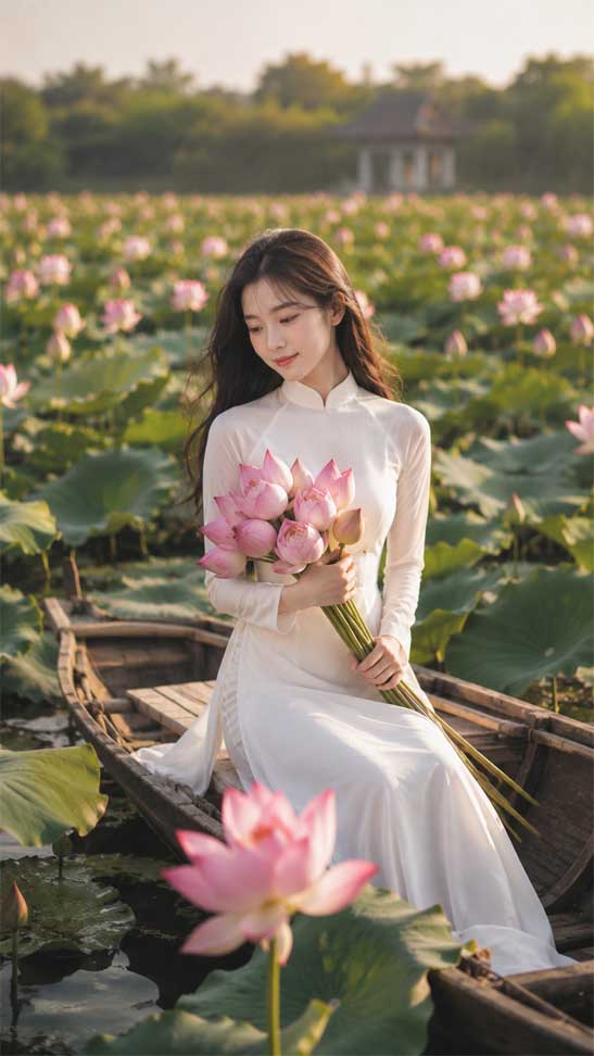 Chụp ảnh cùng hoa sen