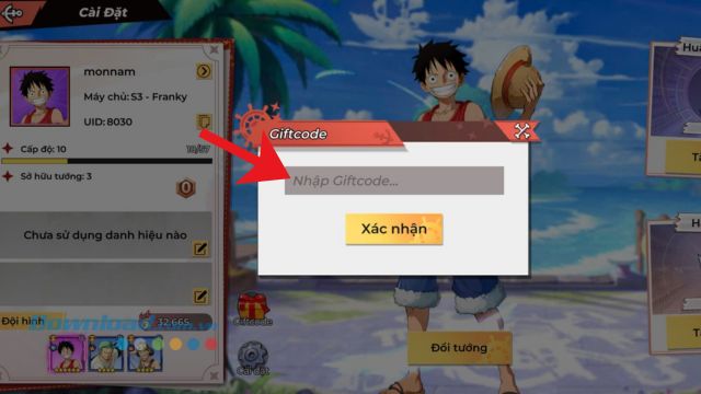 Nhập chính xác các mã code > Nhấn vào nút Xác nhận