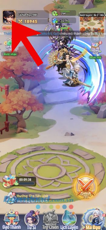 Ấn vào biểu tượng ảnh Avatar game