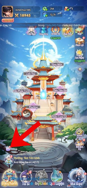 Ấn vào biểu tượng hòm thư