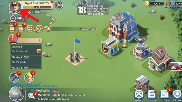 Nhấn vào biểu tượng ảnh Avatar game