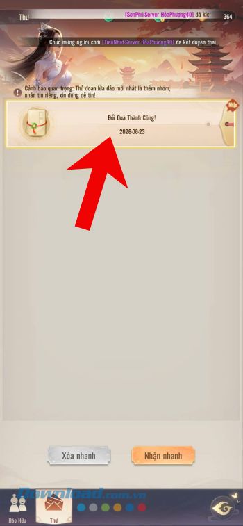 Ấn vào mục Đổi code thành công