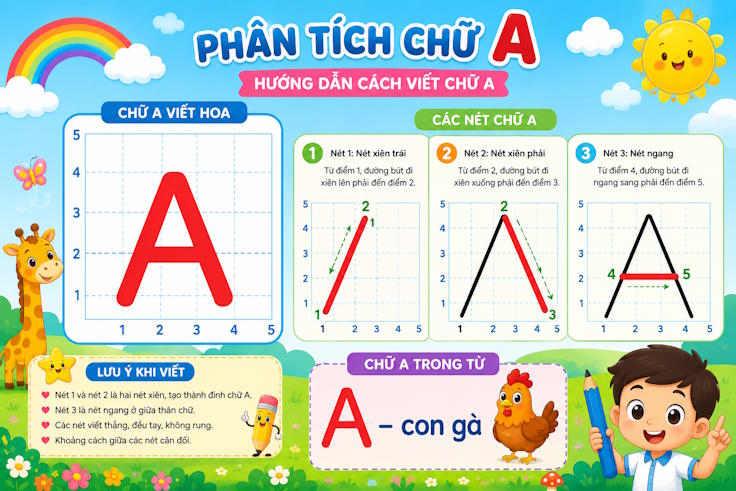 Phân tích cách viết chữ A