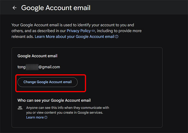 Cách đổi địa chỉ Gmail trên máy tính