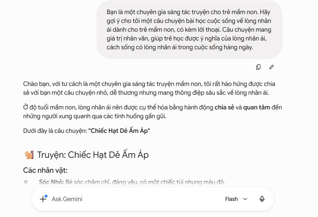 Sao chép câu chuyện của Gemini