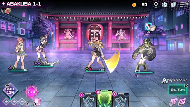 Lối chơi chính của Tokyo Valkyries game là đấu bài theo lượt