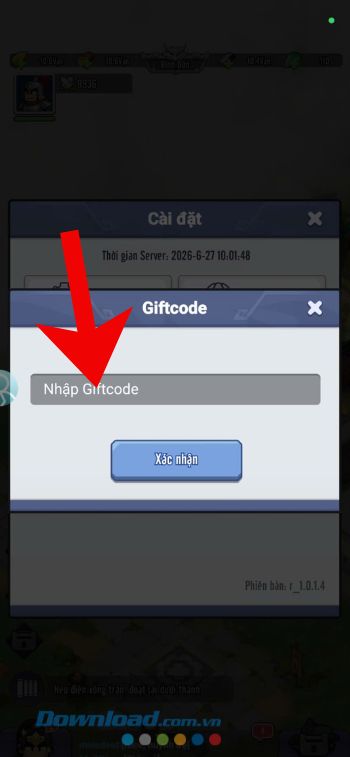Nhập chính xác mã code