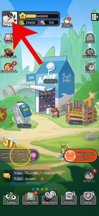 Ấn vào biểu tượng ảnh Avatar game