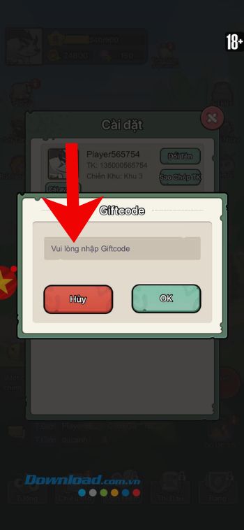 Nhập chính xác các mã code