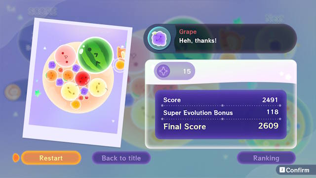 Điểm mớ của Suika Game Planet là cơ chế Super Evolution