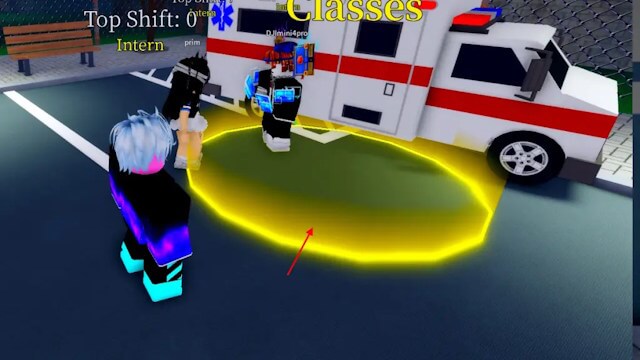 Để mua Class, hãy đi vào vòng tròn màu vàng có chữ "Classes"