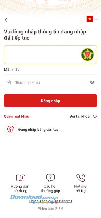 Mở và đăng nhập tài khoản ứng dụng VNeID