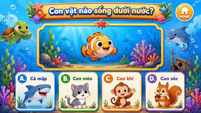 Prompt con vật nào sống dưới nước