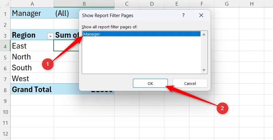 Hiện giá trị bảng trong Excel PivotTable