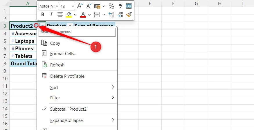 Nhóm dữ liệu bằng PivotTable Excel