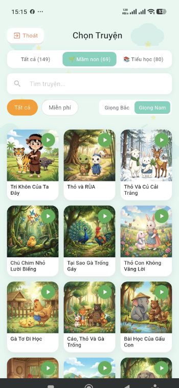 Kho truyện phong phú gồm hơn 150 truyện