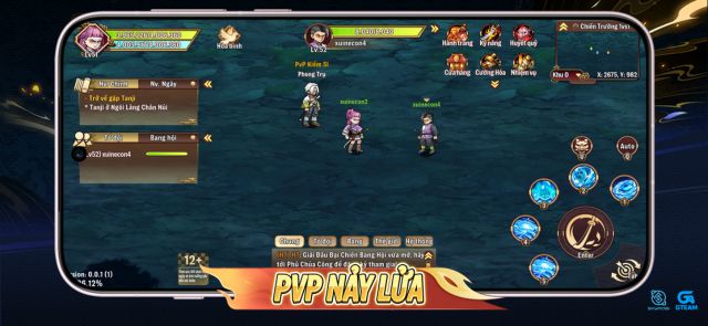 Tham gia PvP 1v1, chiến đấu tranh bang hội toàn server