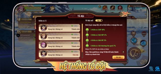 Tham gia bang hội, kết bạn và xây dựng đội ngũ cùng đồng hành