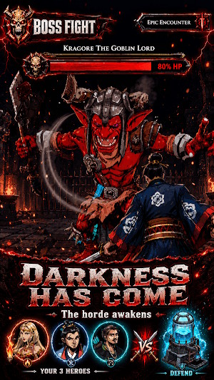 Bảo vệ vương quốc của bạn khỏi quái vật bóng tối trong game Heroes of Etheria
