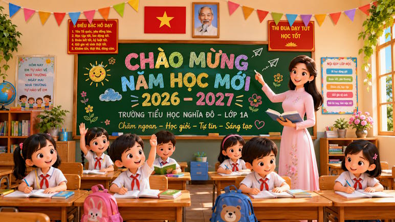 Ảnh chào mừng năm học mới trường tiểu học