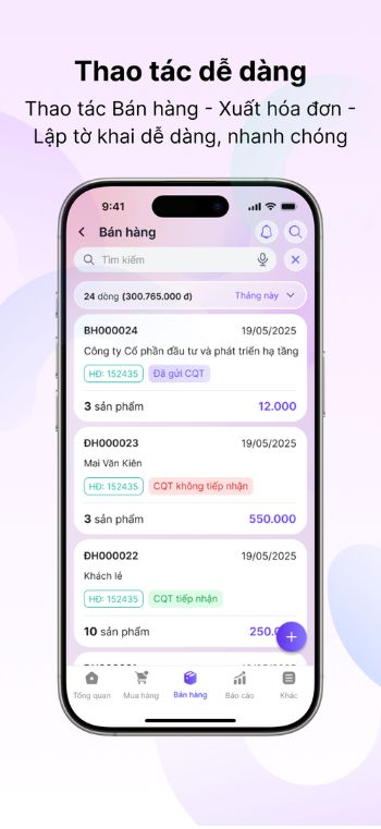 Thao tác dễ dàng