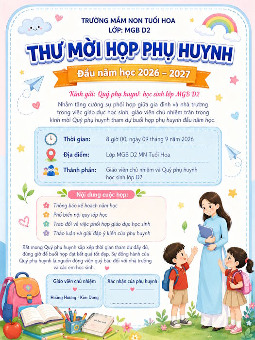 Thư mời họp phụ huynh đầu năm