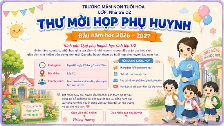Thư mời họp phụ huynh online