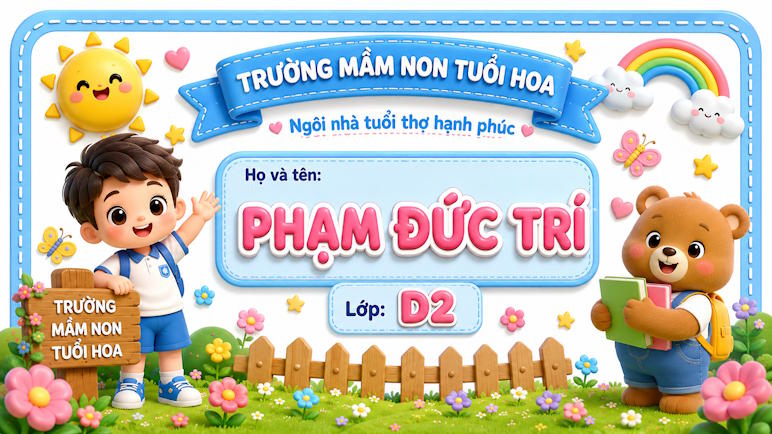 Bảng tên học sinh cho bé nam
