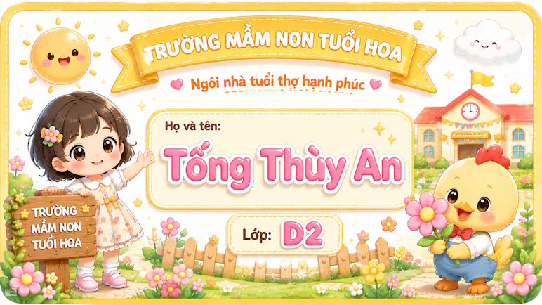 Bảng tên học sinh mầm non đẹp