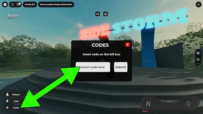 Đổi code Ride Storm