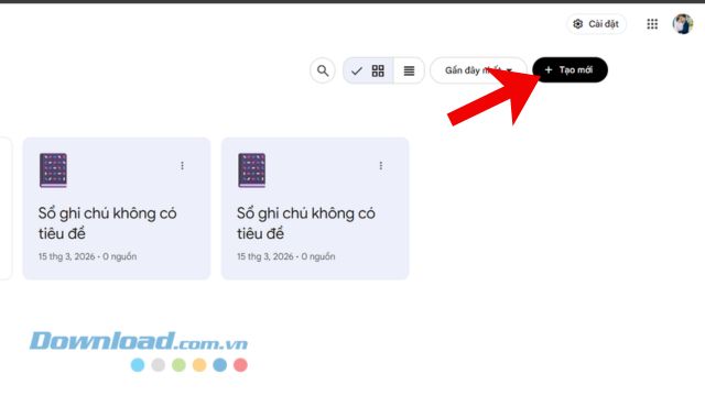 Click chuột vào nút Tạo mới