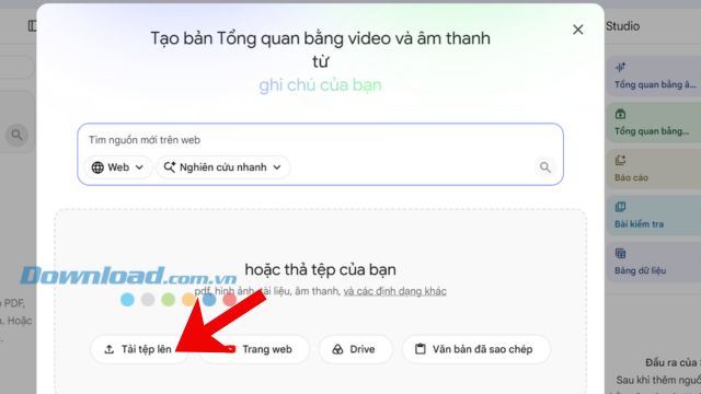 Nhấp chuột vào nút Tải tập lên
