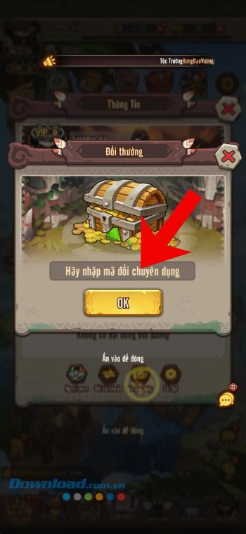 Nhập chính xác mã giftcode