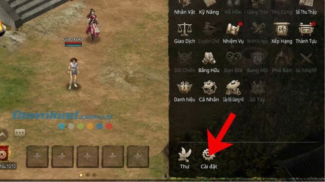 Ấn vào mục Cài đặt