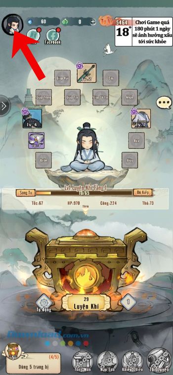 Ấn vào biểu tượng ảnh Avatar game