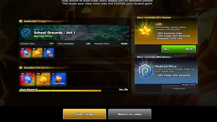 Tăng tốc nhanh hơn khi dùng VIP Gamepass trong Anime Expeditions