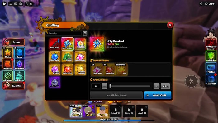 Chế tạo trong game Anime Expeditions