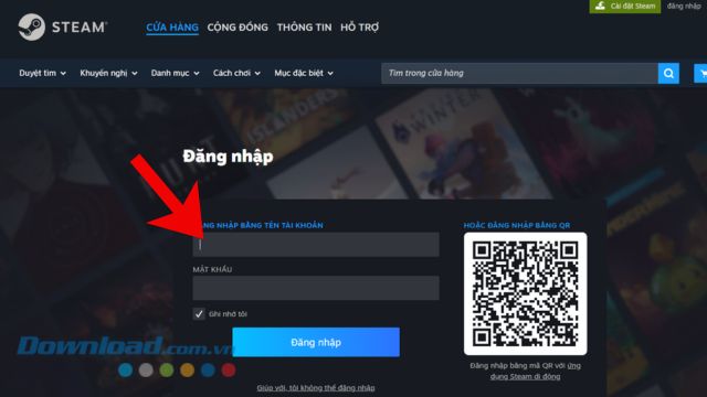 Đăng nhập tài khoản Steam