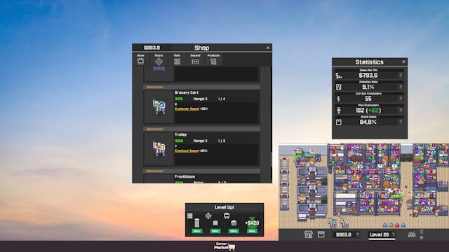 Corner Market là game quản lý siêu thị nhàn rỗi nằm ở góc màn hình desktop